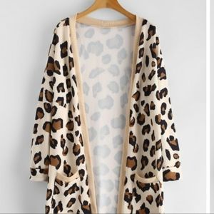 Leopard Print Open front Cardigan